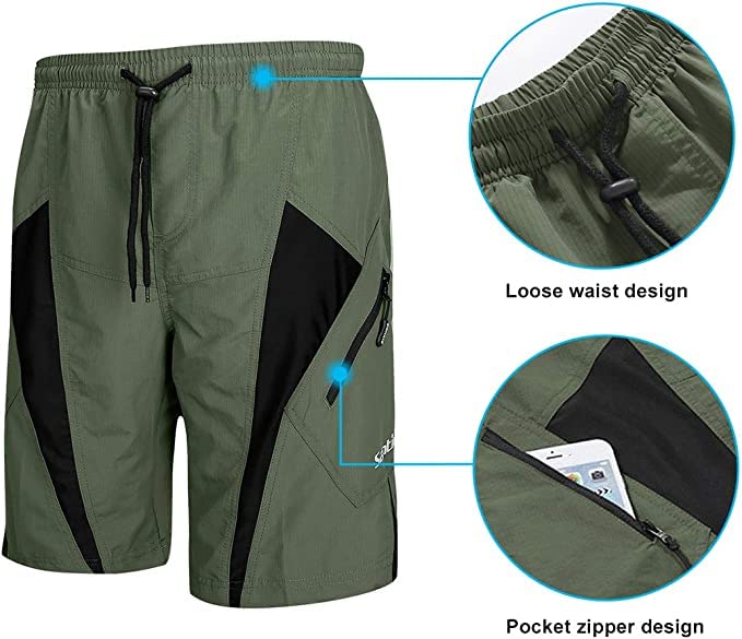 Santic Pantaloncini da Ciclismo da Uomo,MTB Ciclismo Corti 4D Imbottitura Corsa All'aperto Traspiranti, Mountain Bike,Arrampicata,Abbigliamento Bici Sciolti e Casual