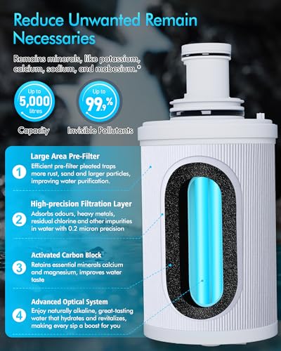 Image of 100186 Replacement Water Filter Compatible With Amway espring water filters, 6-Level High-Precision Filtration Filter Cartridge with pre-filter extending cartridge life
