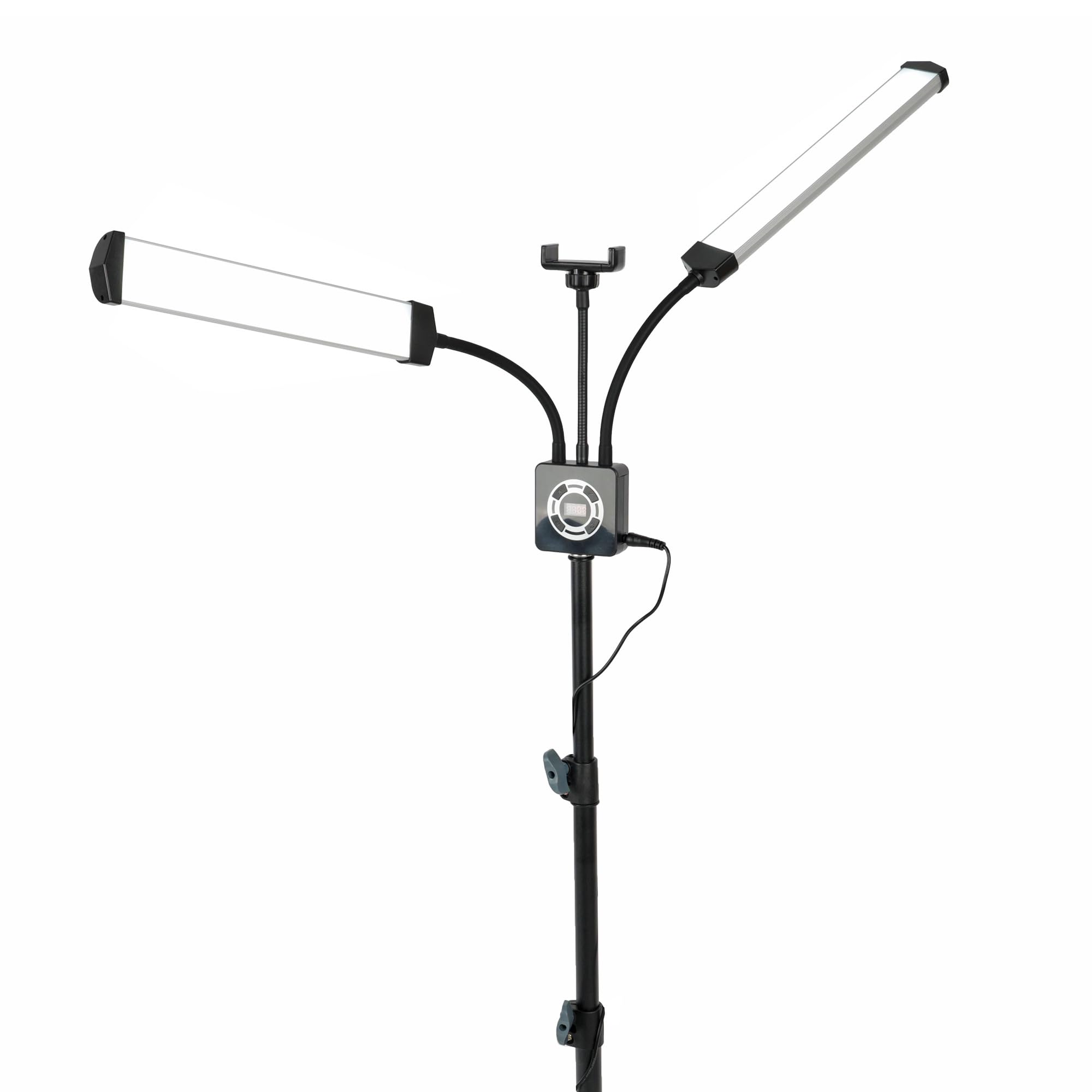 Lámpara LED de belleza de doble brazo para extensión de pestañas, maquillaje, manicura, intensidad regulable, con soporte para teléfono móvil