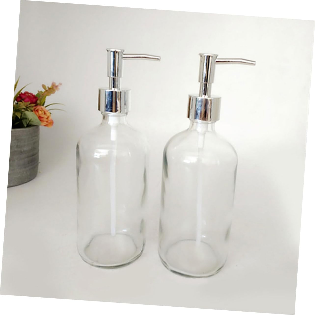 Botellas de Loción de Vidrio 500ml con Bomba, 4 Piezas de Color Blanco