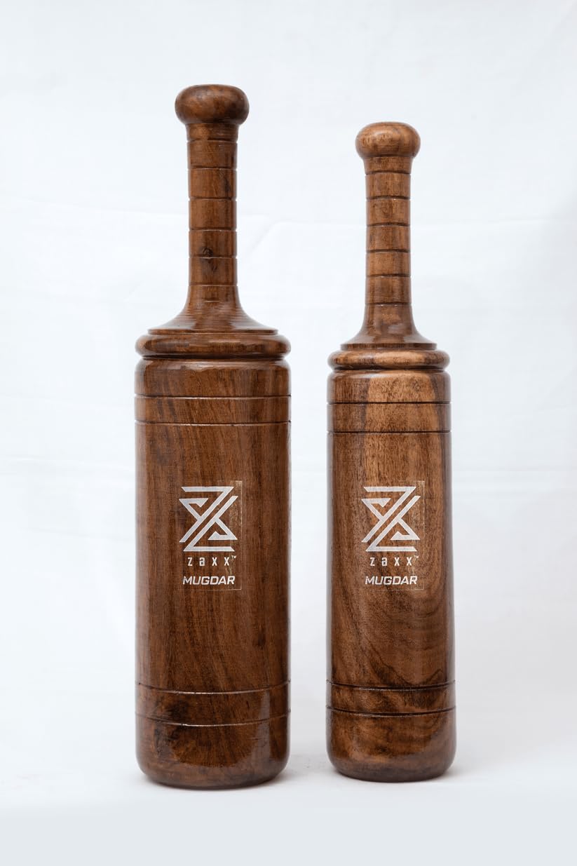 zaxx Wooden Indian Mugdar, Clubs, Meel, Clubbell, Karla Kattai, Mugdal, (Bottle Styled) Quality Wood with Polish from zaxx (6, Kilograms)