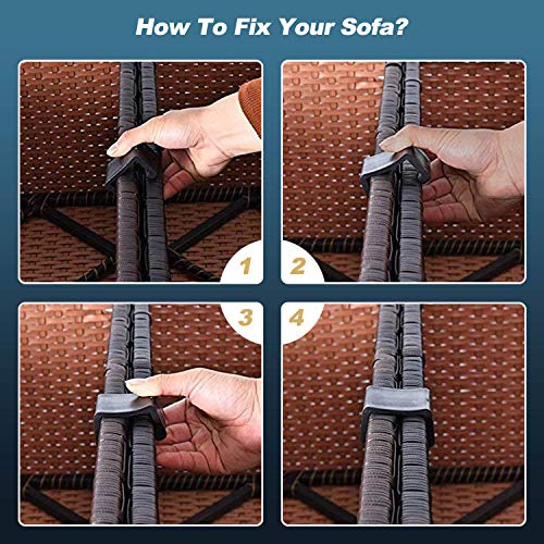 Alinhamento de sofa secional de vime para patio, moveis de exterior, fixadores, grampos, grampos, co