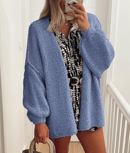 Image of PRETTYGARDEN Womens Oversized Cardigan Sweaters 2026 Fall Long Lantern Sleeve Knit Open Front Lightweight Sweater