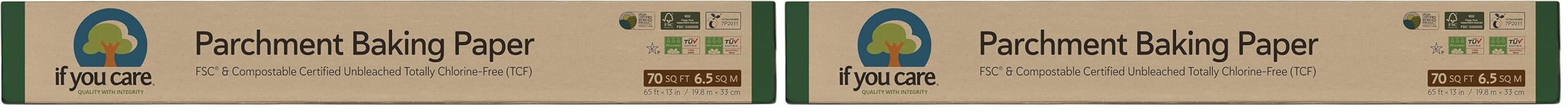 If You Care Parchment Baking Paper Sheets,Roll 70 Sq Ft Roll, Unbleached, Chlorine Free, Greaseproof, Silicone Coated, Standard Size, Fits 13 Inch Pans (Pack of 2)