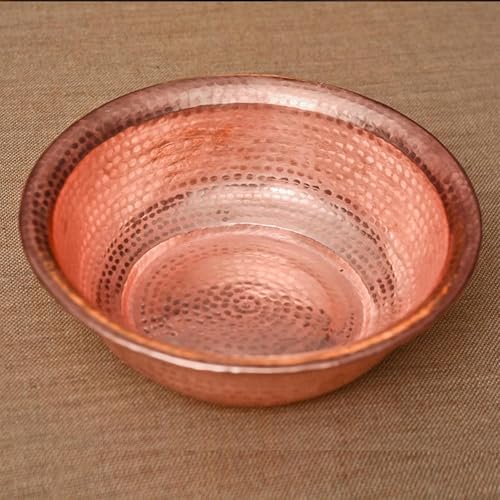 Cuenco de cobre martillado a mano para remojar los pies y uso al aire libre, lavabo de gran capacidad
