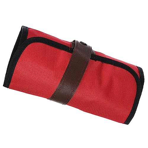 Image of PATIKIL Handmade 24 Slots Roll Up Pencil Case, Oxford Cloth Pencil Wrap Pouch Pen Holder Organizer for Artist Drawing Coloring Sketching, Red
