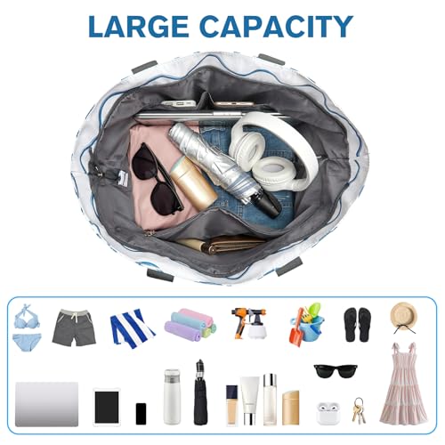 Image of G4Free Beach Bag, Waterproof Sandproof Beach Tote Bag, Large Capacity Foldable for Women