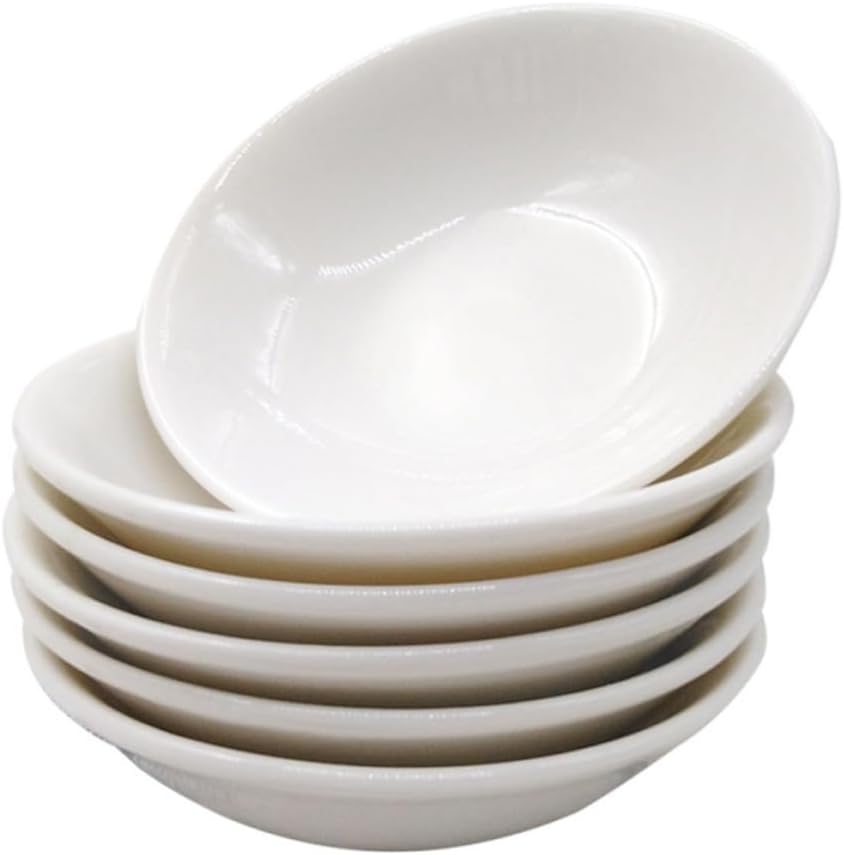 GANAZONO 6pcs Ceramic Sauce Dipping Plates Small Side Dishes Seasoning Plates Sturdy and Practical White for Barbecue and Family Gatherings