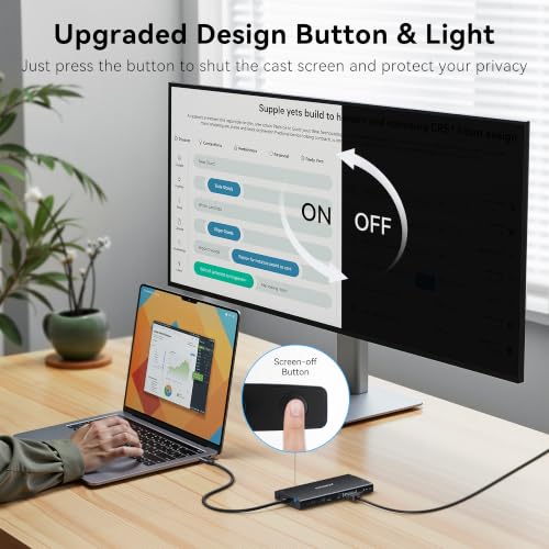 Image of Docking Station Dual Monitor, 15 in 1 USB C Docking Station 3 Monitors | ABIWAZY USB C Hub to Dual 4K@60Hz HDMI, DP 8K, 100W PD, USB-C to Ethernet and SD /Micro SD, 6 USB A /C Ports, Screen Button