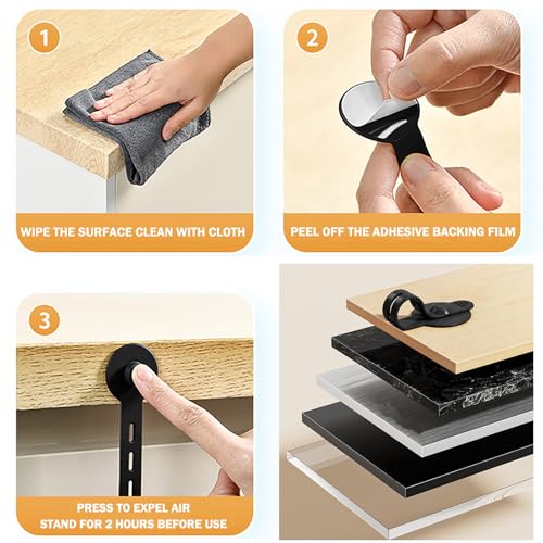 13PCS Cable Management Under Desk Straps Adjustable Self-Adhesive Silicone Cable Ties Reusable Desk Wire Organizer Heavy-Duty Cord Holder Under Table for Office Home TV PC (White) miniatura 6