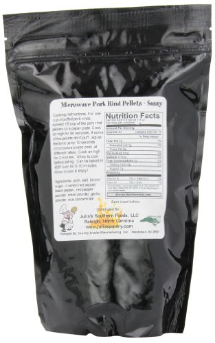 Chef Piggy Tail Microwave Pork Puffies Pork Rinds, Sassy, 16 Ounce #TOP1