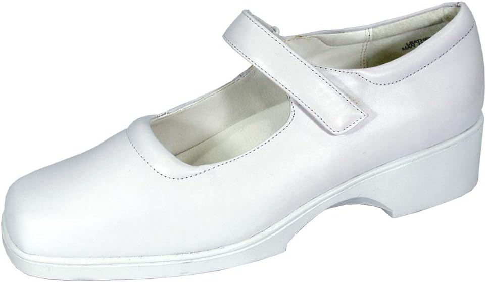 24 Hour Comfort Uma (1857) Women's Wide Width Leather Mary Jane Shoes White 9