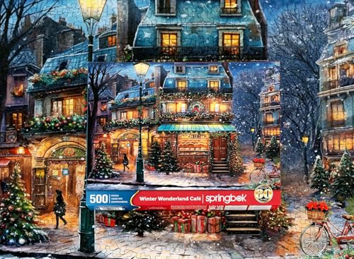 Springbok 34-01698 S Winter Wonderland Cafe 500 Piece Jigsaw Puzzle Is A Picturesque Holiday Scene Of A Cosy Cafe In The City thumb #2