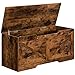HOOBRO Coffre de Rangement, Banc de Rangement avec Couvercle en Bois, Solide, Stable, charnières de sécurité, Large Dessus, Armoire à Jouets, Banc à Chaussures, Marron Rustique EBF771CW01