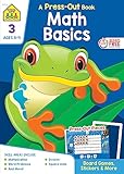 School Zone - Math Basics Press-Out Workbook - 64 Pages, Ages 8 to 9, 3rd Grade, Manipulatives, Board Games, Multiplication, Word Problems, Division, ... Square Units, Stickers, and More (Punch Out)