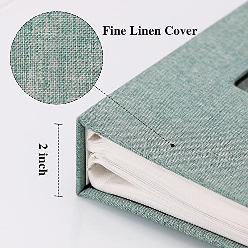 Vienrose Linen Photo Album 300 Pockets For 4X6 Photos Fabric Cover Photo Books Slip-In Picture Albums Wedding Family Anniversary Baby Green #TOP3