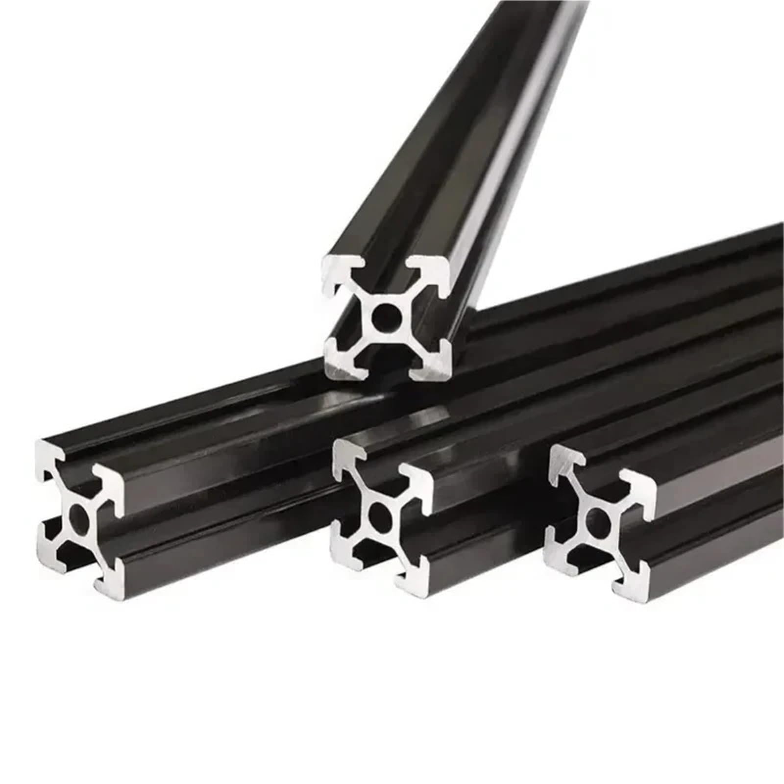 Longitud 50-550mm 20x20mm Estructura Abierta Perfil De Aluminio Con Ranura 2020 V Extrusión Negro/plateado for Piezas Impresora 3D CNC DIY(Silver,450mm (2pcs))