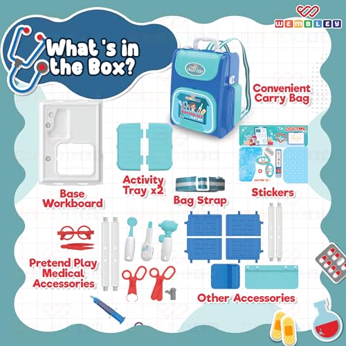 Image of Wembley Doctor Set for Kids 3+ Years | 2-in-1 Pretend Play Medical Kit with Stethoscope & 26 Pieces | Portable Doctor Playset for Boys & Girls | Role Play Toy | Birthday Gift for Kids