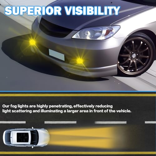 Driving Fog Lights Compatible with 2004-2005 Honda Civic 2/4DR 1 Pair Bumper Fog Lamps with Halogen Bulb, Switch and Harness (Clear Lens) - Image 3