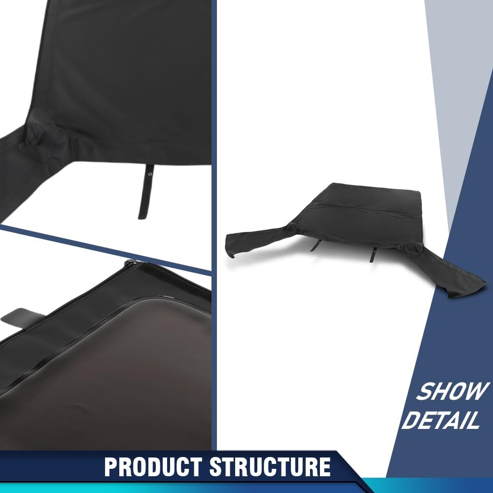 PIT66 Soft Top Sailcloth Black w/plastic windows Compatible with Jeep Wrangler 1987-1995 With Factory Squared Style Upper Doors Only 9870215, 9870217 Black