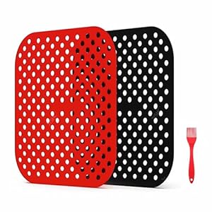 Reusable Air Fryer Liners 9 Inch Round Silicone Air Fryer Mats Air Fryer Accessories for Cosori, NuWave, Chefman, Dash…