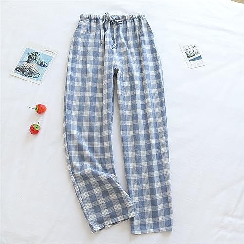 Men's Comfy Soft Cotton Knit Pajama Pants Drawstring Plaid Pant Long Lounge Sleep Bottoms Linen Beach Touser2