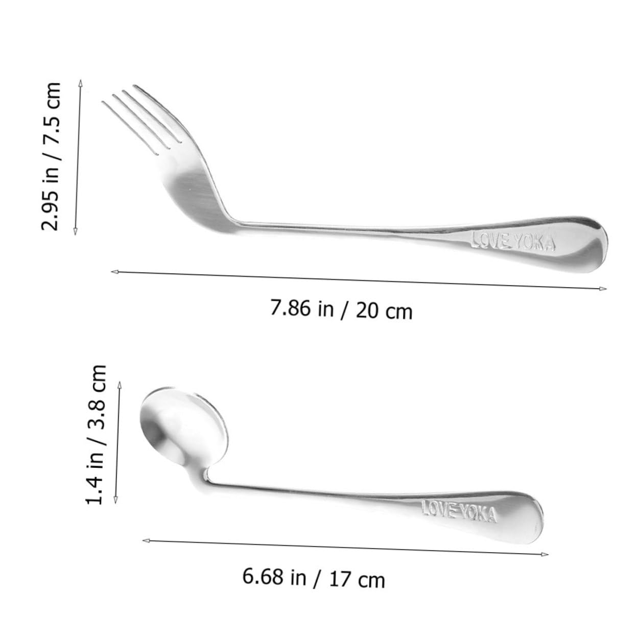 HAPINARY Daptive Angled Utensils for Elderly Long Curved Spoon Fork Set Easy Self-Feeding for Patients Seniors