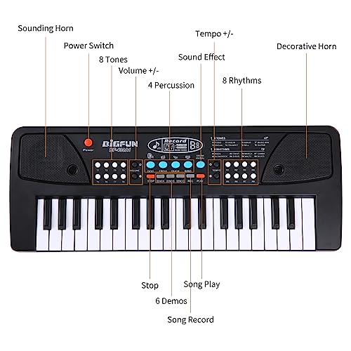clavier électronique,HUIOP Orgue électronique USB 37 touches Piano électrique pour enfants avec microphone Noir Musique numérique Clavier électronique Haut-parleurs stéréo intégrés avec 8 tonalités 8 - Les Beatles, Paul McCartney, John Lennon, RIngo Starr, George Harrison clavier électronique,HUIOP Orgue électronique USB 37 touches Piano électrique pour enfants avec microphone Noir Musique numérique Clavier électronique Haut-parleurs stéréo intégrés avec 8 tonalités 8 – Image 7