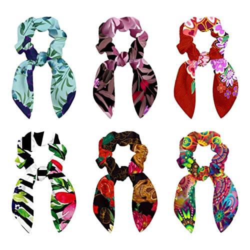Lot de 6 chouchous pour cheveux aquarelle rose floral pour queue de cheval