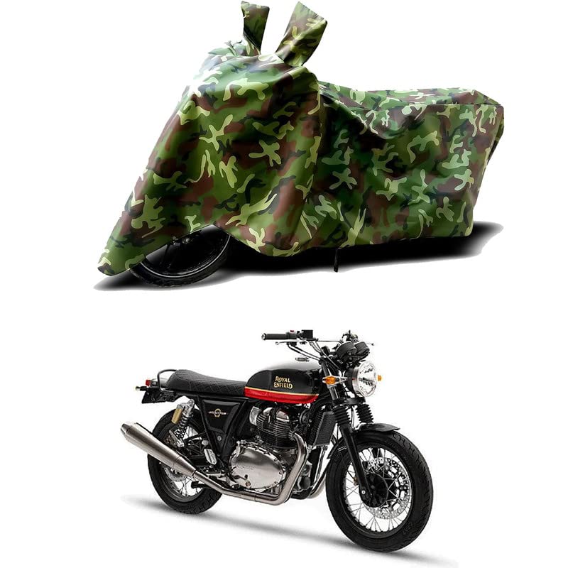 Image of 100% Water Resistant Bike Scooty Two Wheeler Body Cover Compatible for Royal Enfie Interceptor /UV-Rays /Heat Protection /Birds Dropping /Scratchproof /Dust Proof /Waterproof /All [Green MJ]