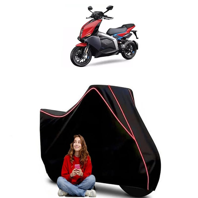 Image of X Standard Scooty Bike Cover Water Resistant Outdoor Use Universal Fit Scooters Motorcycles Heavy Duty UV Protection Dust Rain Scratch Resistant Elastic Bottom Black Blue Piping