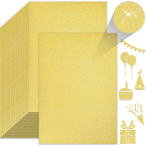 BOOKNOW 27 Sheets Gold Glitter Cardstock 8.27 x 11.7 (A4 Size) Heavyweight Sparkle Paper for Arts and Crafts Decorative Card Making Scrapbooking DIY Projects Wedding Invitations 250GSM/92LB
