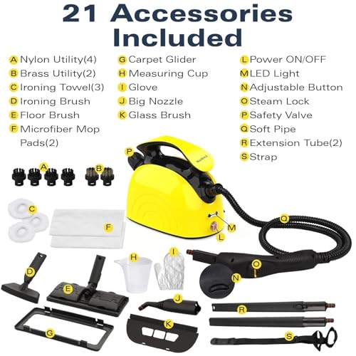 Image of Waitbird Handheld Steam Cleaner & Steamer for Home, 275F High-Temp Steam | 21 Accessories| Natural For Floor, Car, Wall, Grout & Kitchen Bathroom| 4.5 Bar High Pressure| Safety Lock | Steam mop