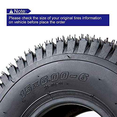 image for VanAcc 15x6.00-6 Lawn Mower Turf Tires, 15x6x6 Lawn Garden Tractor Gol