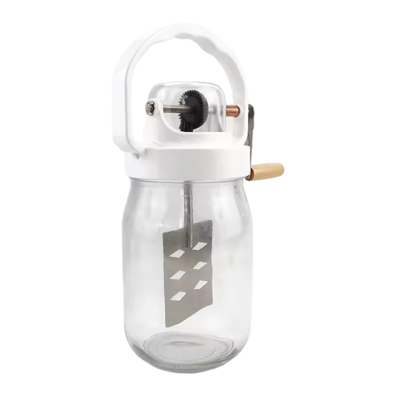 Batidor Manual Batidora manual de 1.5 litros | con Frasco de Vidrio y Varillas Mezcladoras Manuales para Repostería, Cocina, Niños, Harina, Alimentos, Mermelada,