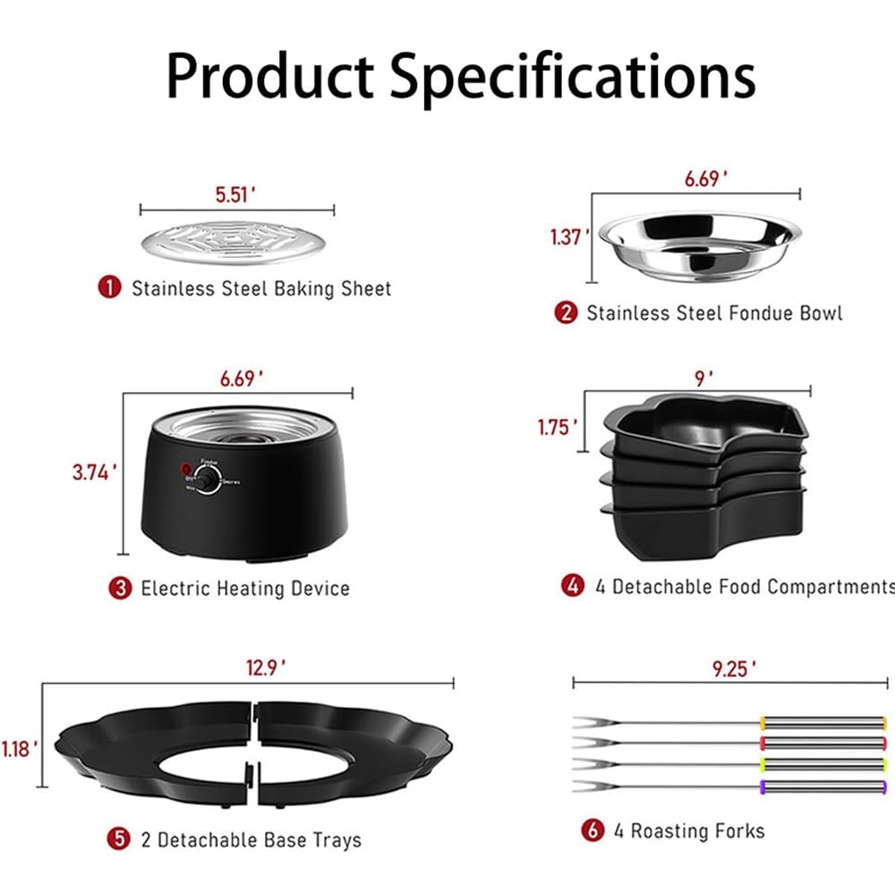 S'mores Maker & Chocolate Fondue Set – 280 W eléctrico interior S'mores Kit con control de temperatura y accesorios para fiestas y noches de cine