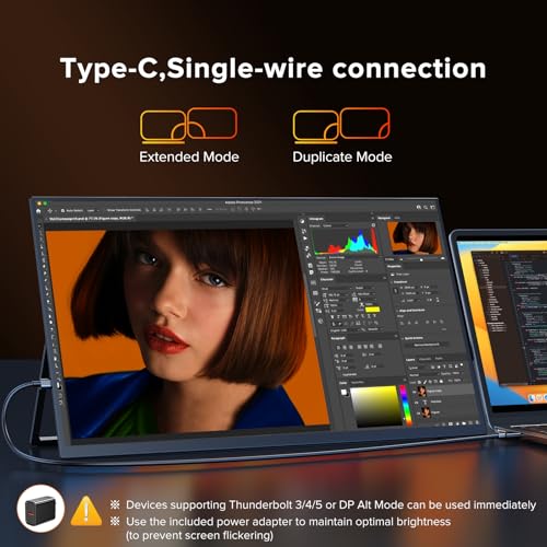 Image of Portable Monitor 18.5'' 120Hz Gaming Monitor, 125%sRGB | 2000:1 | HDR| FreeSync Travel Monitor for Laptop Mac-Book PC, Built-in Stand & Speakers, VESA, USB HDMI Large Second Screen for Game Office