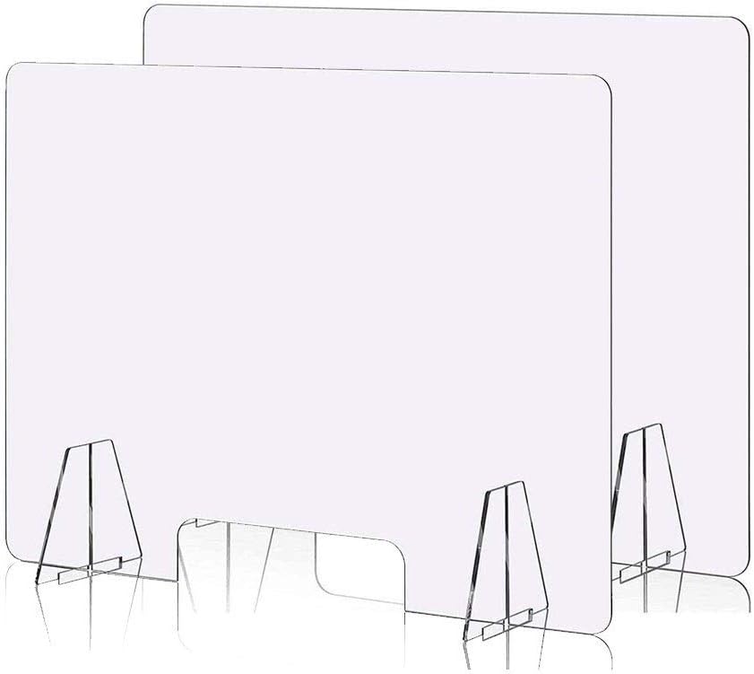 2 Pack Plexiglass Shield Panel, Sneeze Guard with 4" Tall