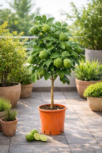 Kaffir-Limette Citrus Hystrix 70100 cm Stämmchen | Echter Kaffir-Limettenbaum | Intensives Aroma | Exotische Zitruspflanze für Garten & Küche | Ideal für Thai-Küche Cocktails & Duftöl