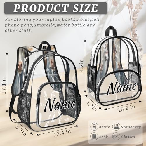 Personalized Clear Small Backpack for Stadium Events Custom Transparent Backpacks with Name Heavy Duty PVC Plastic See Through Clear Bag for Concerts Festival Cow Animals3
