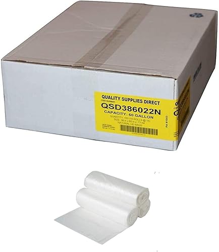 Bolsas de basura transparentes, 55-60 galones 38" x 60" - (150 unidades) Forros resistentes  Bolsas de basura transparentes multiusos  Paquete a