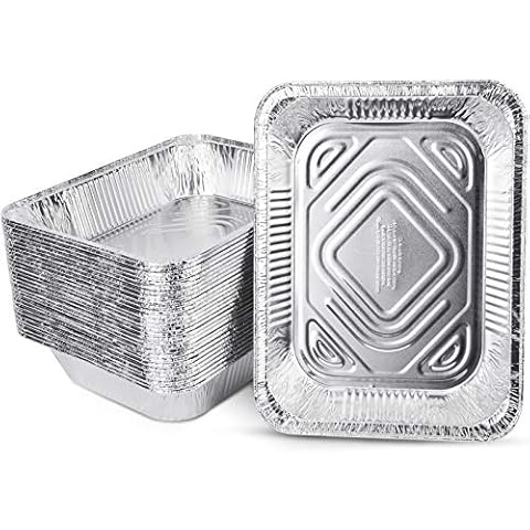 XIAFEI 9x13 Aluminum Foil Pans (30 Pack), Disposable Half Size Deep Foil Pans, Cookware, Food Prepping, Large Pans for Baking, Reheating, Grilling Cover