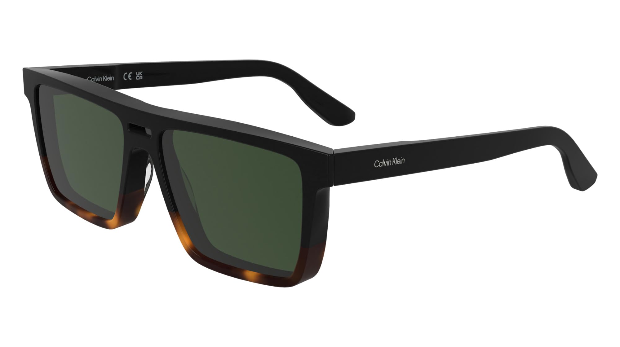Calvin Klein Men's Sunglasses CK25501S - Black/Havana with Solid Green Lens