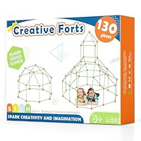 Tiny Land Kids Fort Building Kit - 130 Piece, Construction Toys for 5+ Years Old Boys & Girls, Den Building Kit DIY Play Tent Indoor & Outdoor, STEM Building Toys - Fort, Play House, Secret Base