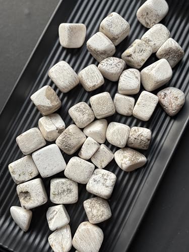 Image of Tumbled Stones, Natural Crystal Healing Stones, Home Office Decor, Aquarium Decorative Pebbles, Vase Fillers (Scolesite, 100)