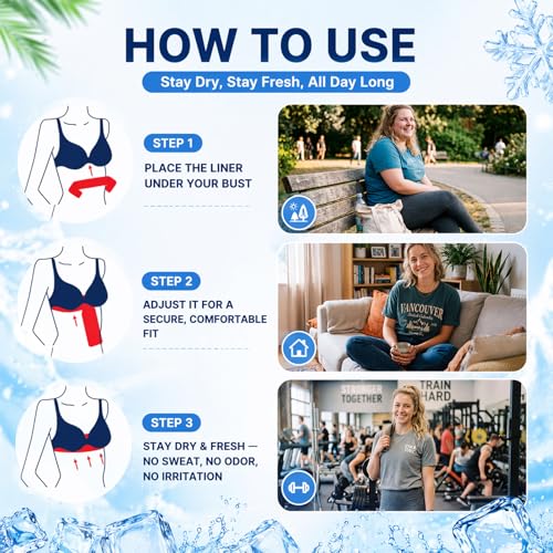 Image of Toulite 10-Pack Reusable Cooling Bra Liners for Sweat for Boob Sweat Cooling Ice Silk Pads, Under Bust Quick Dry Bra Liners(M,White)