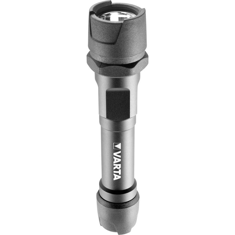 Varta 18701 Torcia LED a Mano Indestructible Flashlight F20, 1 Watt, 2 pile Stilo AA Longlife Power Incl, 170 Lumen corpo alluminio resistente a urti, cadute 4mt, acqua IPX4, per attività Outdoor e Professionali, gancio integrato