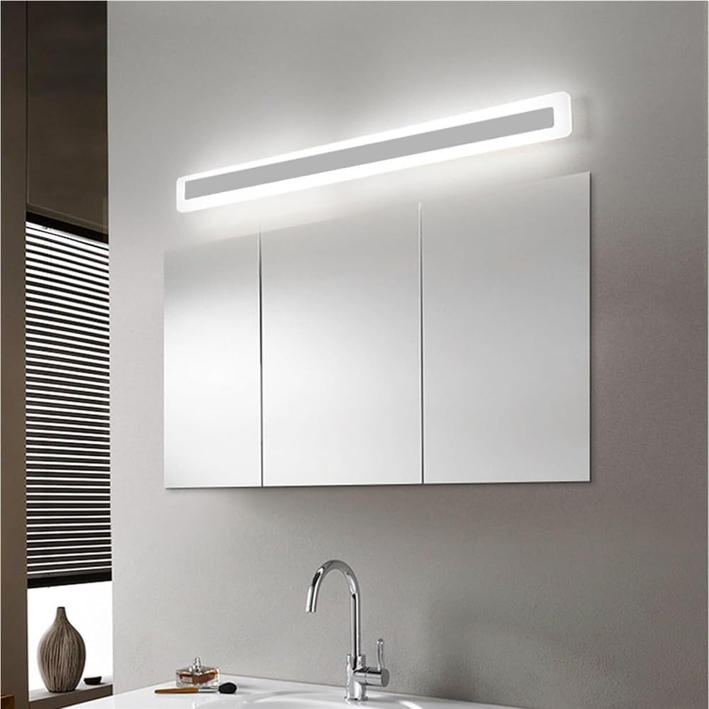 HCZKIUJY Modern Waterproof Bathroom Wall Sconce - Acrylic Vanity Light - Long Strip Indoor Wall Lamp for Bedroom & Bathroom (Whitewhite Light-40cm)