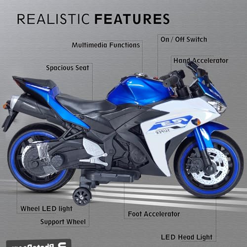 Image of Kids Sports Bike, Ride-On Toy for Ages 2-8 Years, Birthday Gift for Boys and Girls (R3 Sports Bike (3-8 Year), Blue)