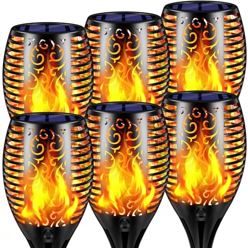 TomCare Solar Lights Outdoor Flickering Flame Solar Torch Lights 6 Pack